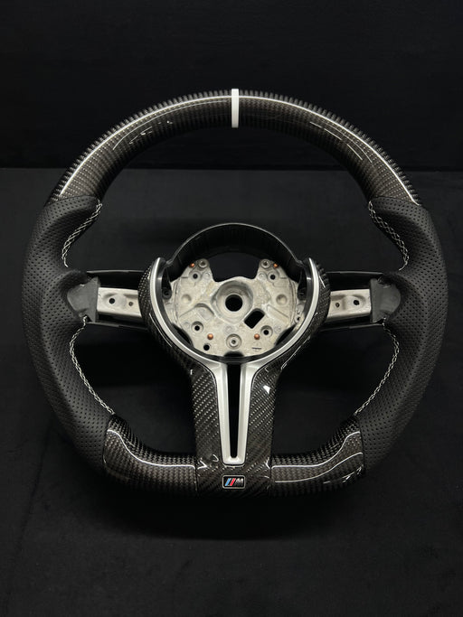 Carbon Fiber F Series M-Sport Steering Wheel W/ WHITE STRIPE - Norcal Dynamics 