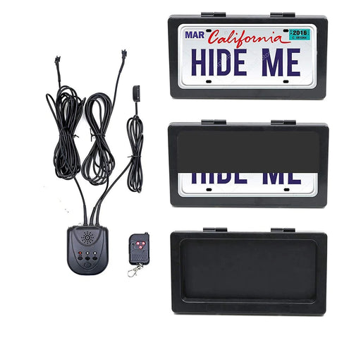License Plate Frame Remote Curtain Rich Text Editor Universal With Remote, Norcal Dynamics, license plate hider, plate curtain, plate hider, curtain plate, black car, euro plug shop, car, curtain, hidden plate, plate curtain,  hide me plate