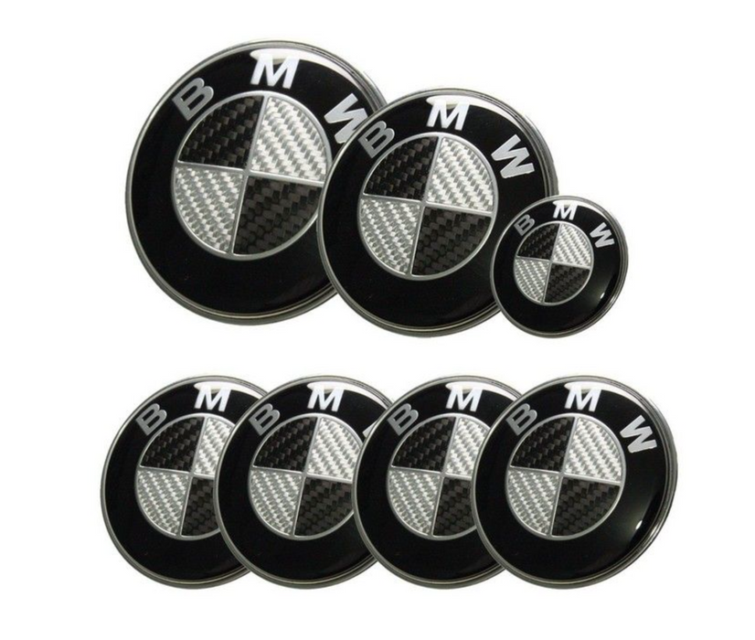 BMW Black Carbon Fiber Emblem Roundel Set