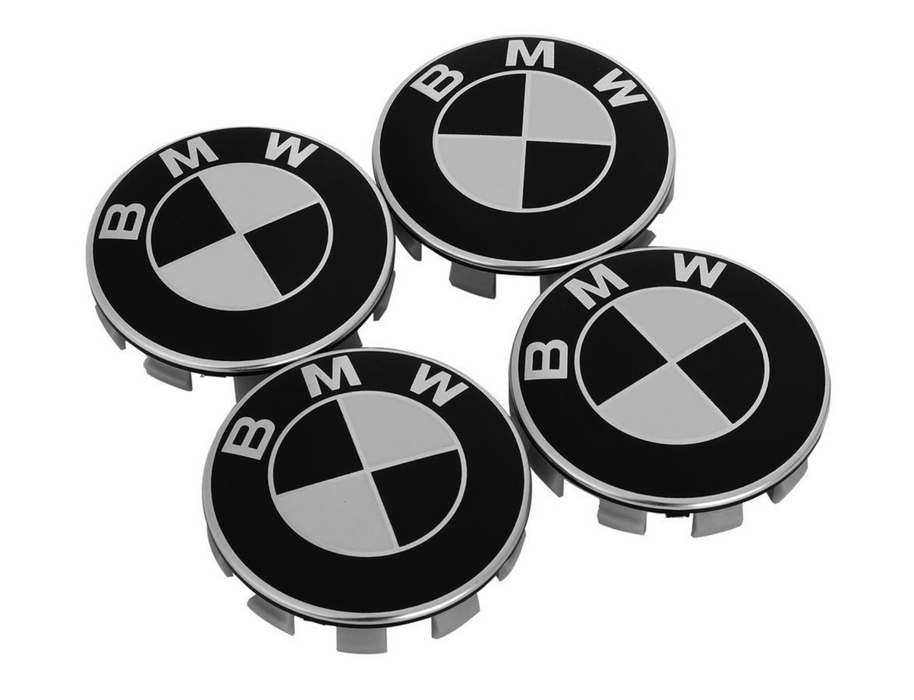 BMW Black/White 56MM Wheel Cap Set