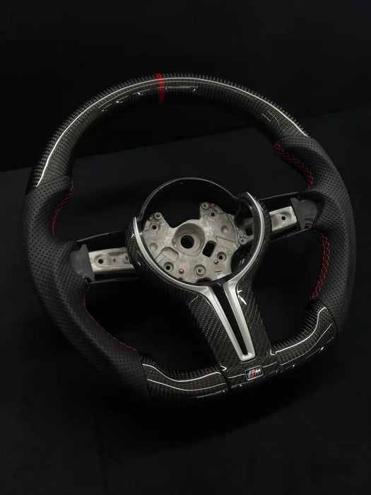 CARBON FIBER F SERIES M-SPORT STEERING WHEEL W/ RED STRIPE - Norcal Dynamics 