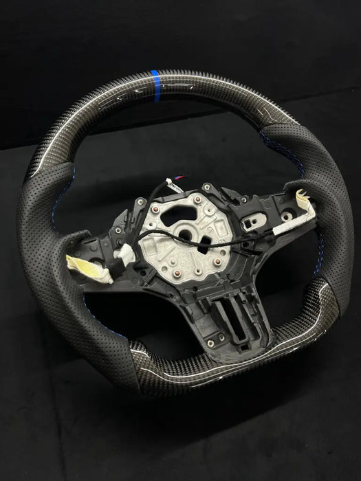 CARBON FIBER G SERIES M-SPORT STEERING WHEEL W/ BLUE STRIPE - Norcal Dynamics 