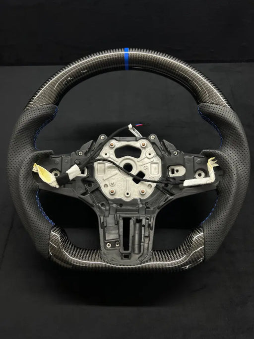 CARBON FIBER G SERIES M-SPORT STEERING WHEEL W/ BLUE STRIPE - Norcal Dynamics 