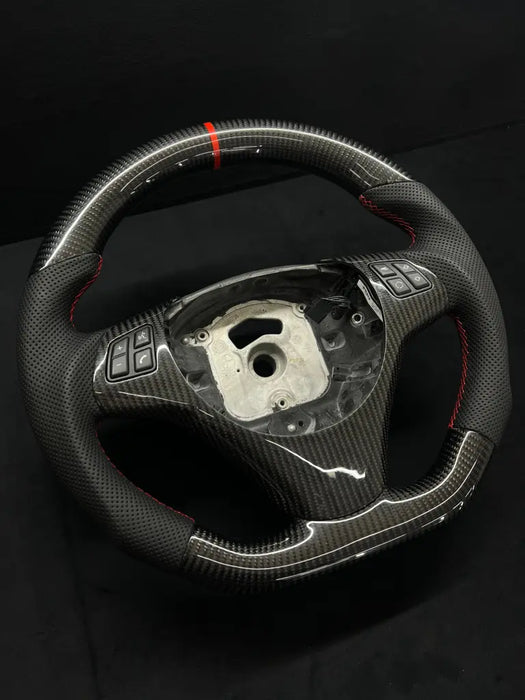 E SERIES CARBON FIBER STEERING WHEEL W/ RED STRIPE - Norcal Dynamics 