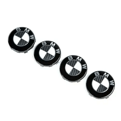 Black White Real Carbon Fiber BMW Wheel Center Caps - Norcal Dynamics