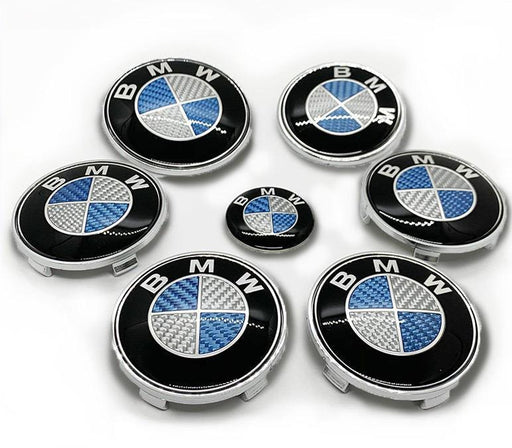 BMW CLASSIC BLUE & WHITE CARBON FIBER EMBLEM ROUNDEL SET - Norcal Dynamics